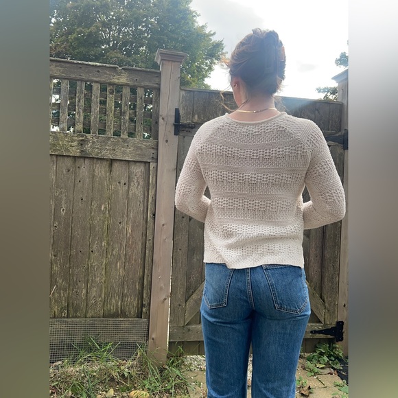 White Cotton Blend Knit Sweater - Picture 7 of 9
